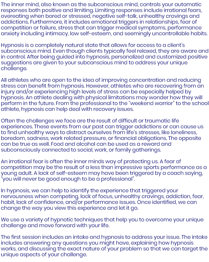 How does hypnotherapy work to improve sports performance